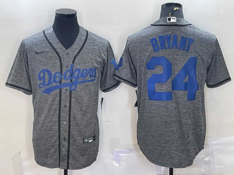 Mens Los Angeles Dodgers #24 Kobe Bryant Grey Gridiron Cool Base Stitched Baseball Jersey